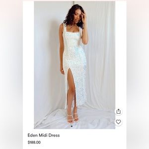 Show Me Your Mumu Eden Midi Dress in White Sparkle Sequin XL